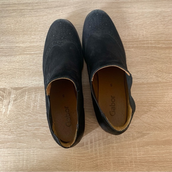 Gabor Black Suede Chelsea Boot Slip On Round Toe European Sustainable Fashion - Picture 5 of 8